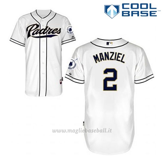 Maglia Baseball Uomo San Diego Padres Johnny Manziel 2 Bianco 1ªCool Base